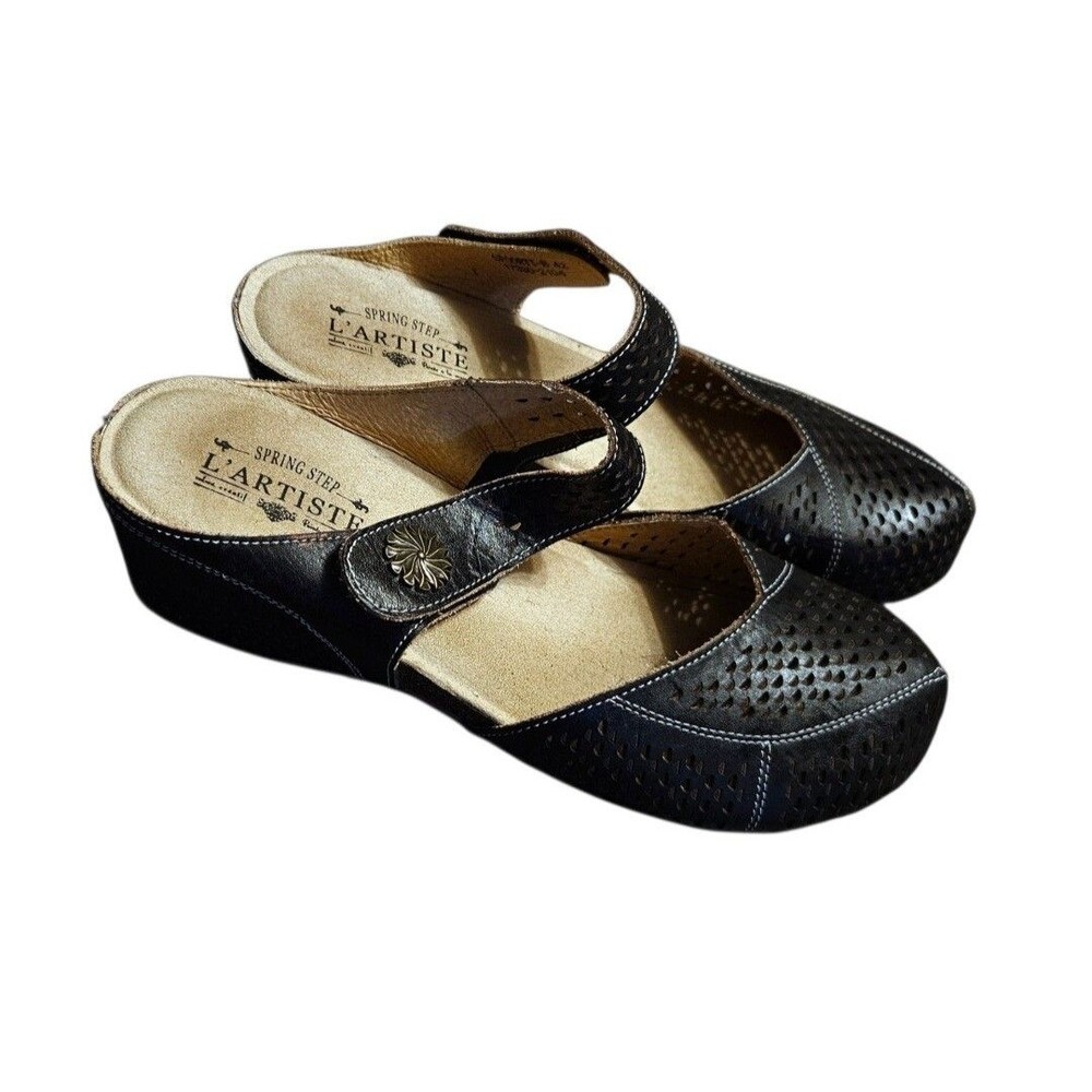L'Artiste Spring Step Leather Spoorti Shoes Mary Jane Mules Black EU 42  US 11